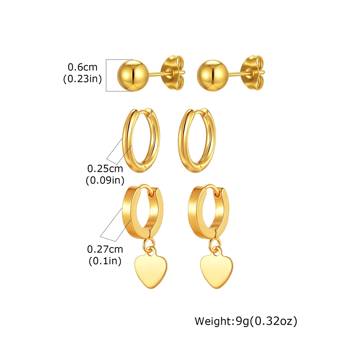 VNOX 6PCS Gold Earrings Set