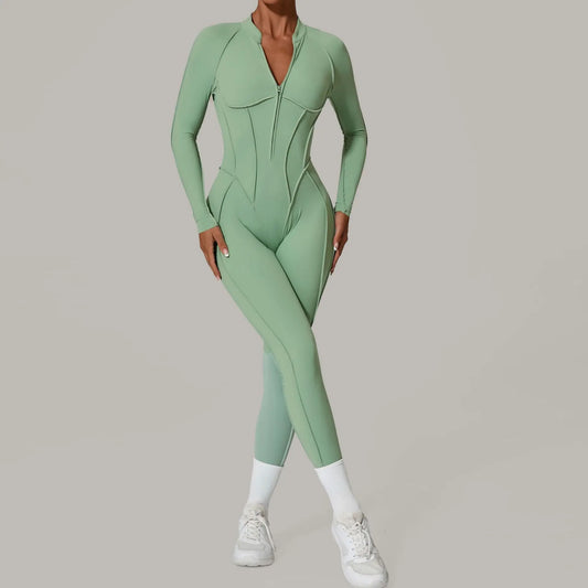 Long-Sleeve Yoga Jumpsuit Set — Sculpt & Move