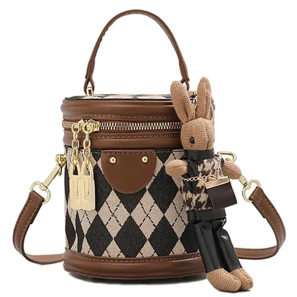 Women's Bag for Women Trend Fashion Luxury Designer Zipper Small Female Handbags femaleLeather Bucket Shoulder Bag With Pendant