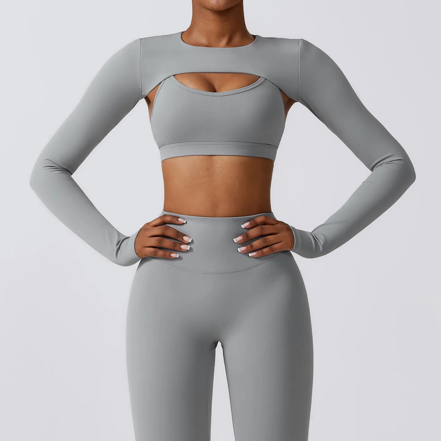 Long-Sleeve Breathable Crop Top