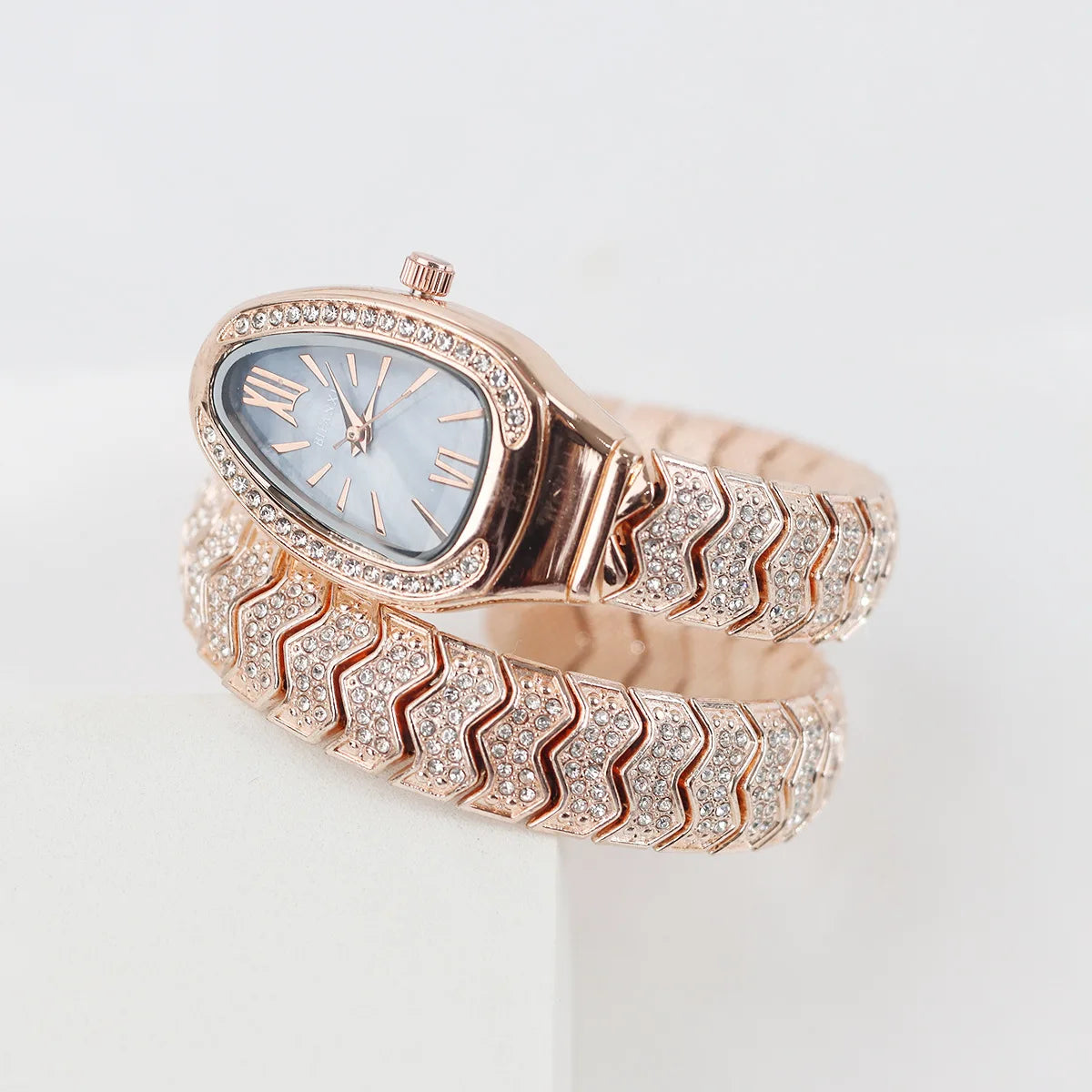 Snake-Design Full-Diamond Bling Luxury Quartz Watch