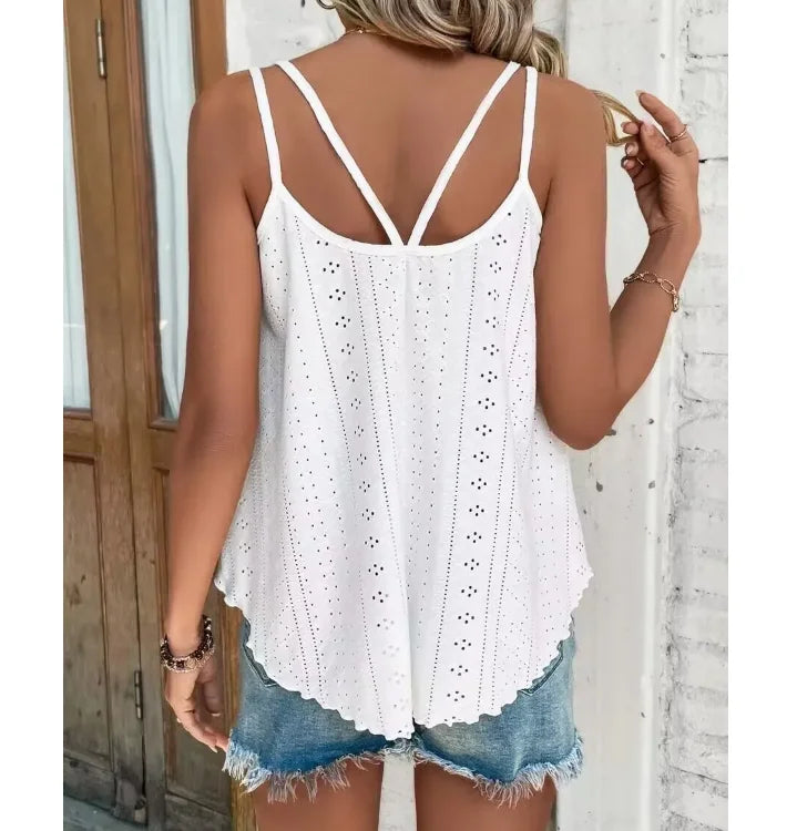 Large Big Women Leisure Simple Boho Camis Tops Women's Hollow Out Top Pullovers New Summer Blouse Casual Beach Shirts Clothing
