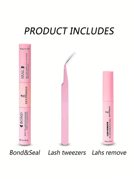 Lash Bond & Seal Kit 10 ml + Remover 5 ml – Super Strong Hold Eyelash Glue & Sealant for Individual Extensions