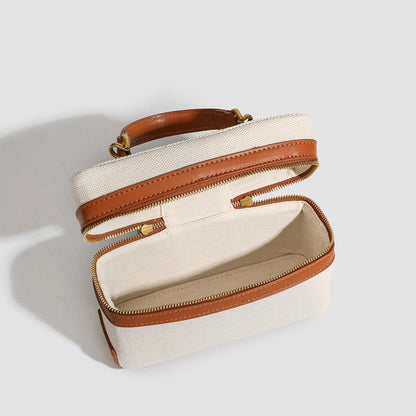 Retro French Canvas & PU Shoulder Bag