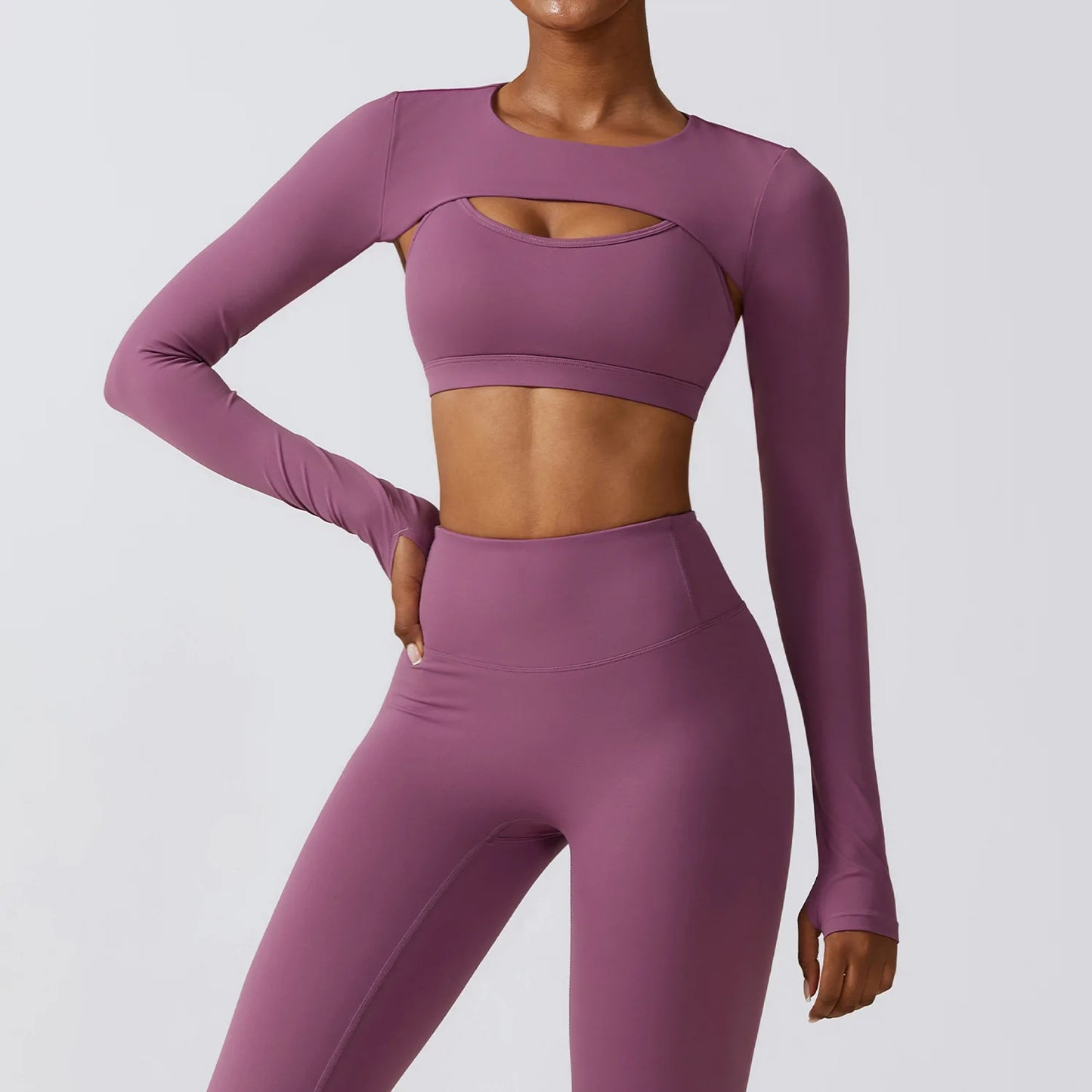 Long-Sleeve Breathable Crop Top