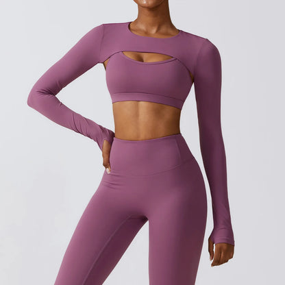Long-Sleeve Breathable Crop Top