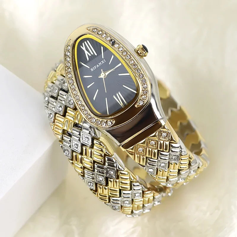 Luxury Snake-Design Stainless Steel Quartz Watch